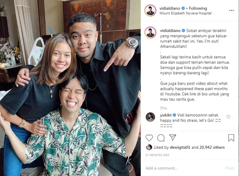 Yuki Kato Jadi Tamu Terakhir Vidi Aldiano di Rumah Sakit