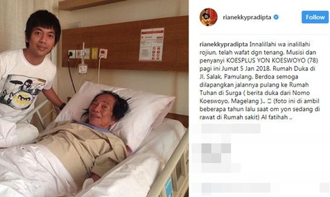 Ryan d'Masiv turut mengucapkan bela sungkawa melalui akun Instagram pribadinya. (Credit: Instagram/rianekkypradipta)