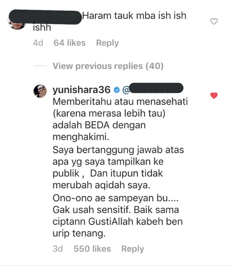 Balasan Menohok Yuni Shara