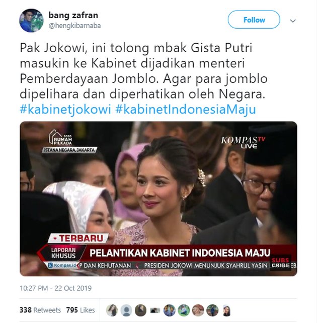 10 Heartbreaking Confessions - Hilarious Netizens, Seeing the Beautiful Appearance of Minister's Wife Gista Putri