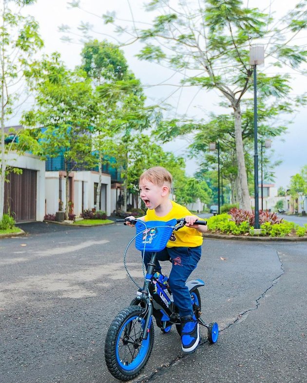 6 Portraits of Lucio, the Child of Celine Evangelista and Stefan William, Riding a Bicycle, Super Funny, Crying and Smiling Handsomely