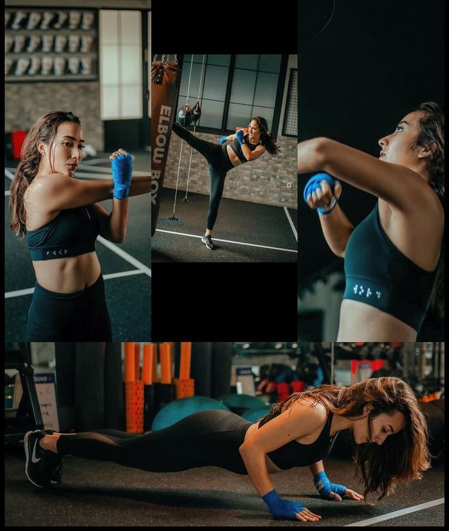 7 Naomi Zaskia's Poses as Sule's Former Girlfriend While Exercising, Captivating and Boosting Spirit