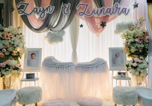 7 Portraits of Syahnaz Sadiqah's Child Aqiqah, Serene with White-themed Decoration