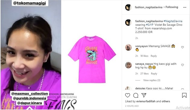 7 Portraits of Nagita Slavina's Expensive T-Shirts, Netizens Astonished: This Camping T-Shirt Costs 21 Million!