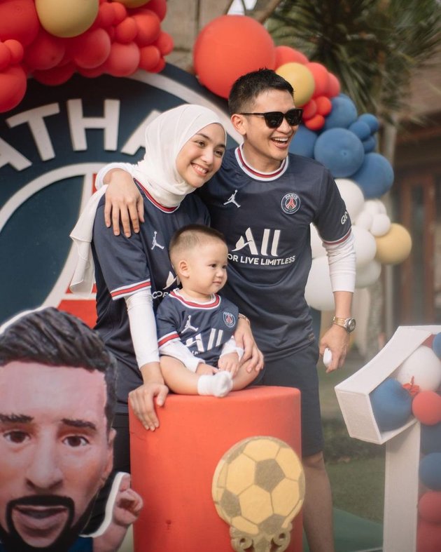 7 Portraits of Baby Athar's First Birthday, Child of Citra Kirana and Rezky Aditya, Festive with Lionel Messi Theme - Receives a 'Car' Gift