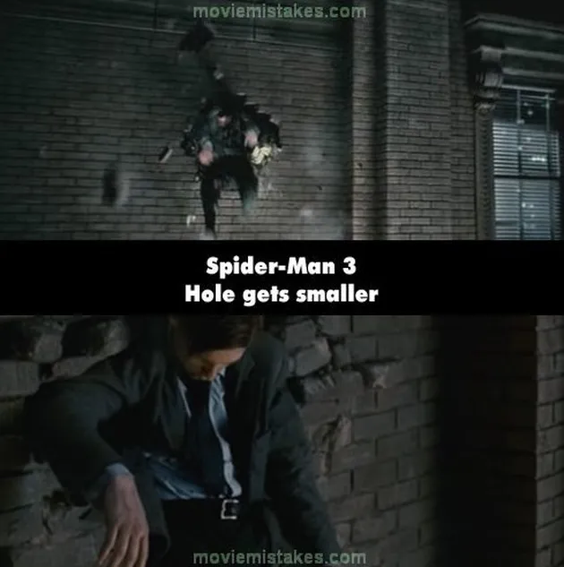 kesalahan film, bloopers, spider-man 3, film spider-man 3