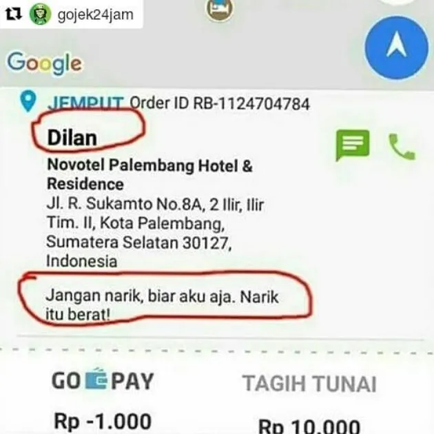 ojol, ojek online, berita lucu, berita aneh, nama aneh, nama kocak