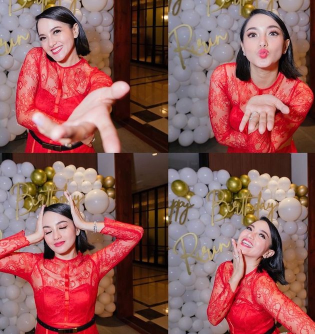 8 Charms of Ririn Ekawati Wearing Red Dress on Her 38th Birthday, Making Her Even More Enchanting