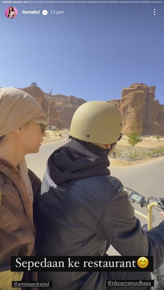 8 Portraits of Bunga Citra Lestari's Vacation to Al Ula, Criticized for Visiting a City Avoided by the Prophet - Enjoying a Motorcycle Ride with Her Husband