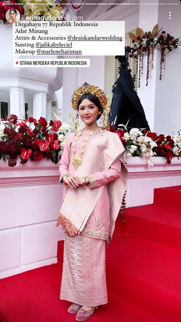 8 Beautiful Portraits of Erina Gudono Attending the 17th August Ceremony at Merdeka Palace, Harmoniously Sitting with Kaesang Pangarep - Referred to as the Future Son-in-Law of the 1st President of RI