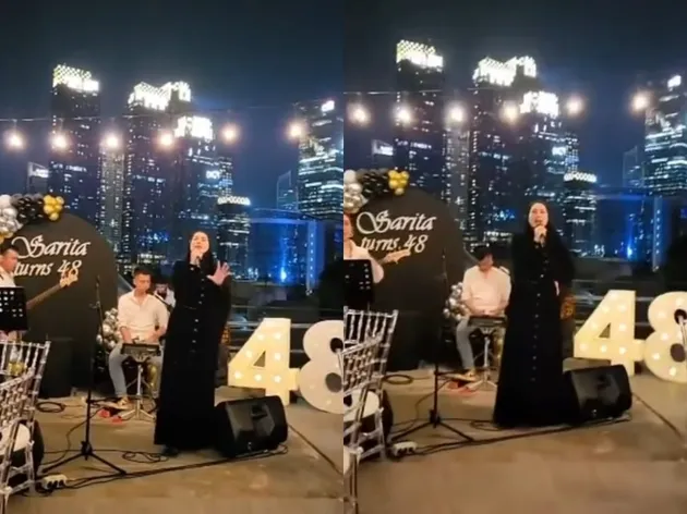 Sarita Abdul Mukti Ulang Tahun 48 Meriah kembang Api