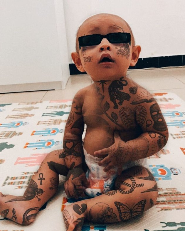 8 Rarely Seen Portraits of Qeenan, Marcell Darwin's Son, Mischievous Father Edited His Son with Many Tattoos - Like Hulk