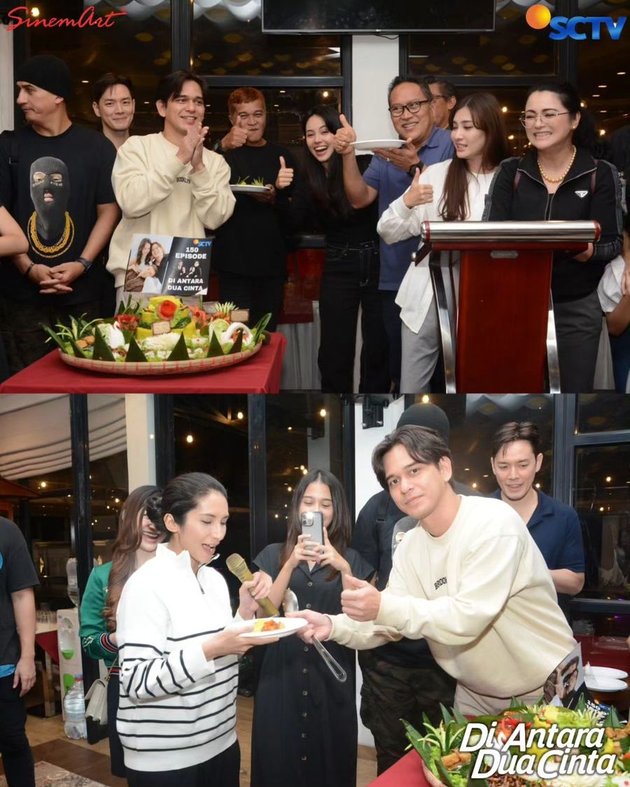 8 Portraits of the Celebration of 150 Episodes of 'DI ANTARA DUA CINTA', the Cast and Crew are Prayed to Stay Close