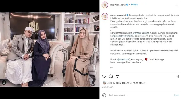 Sederet selebriti ikut berduka atas meninggalnya Ameer Azzikra