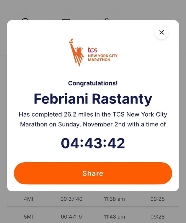 Febby Rastanty finish marathon