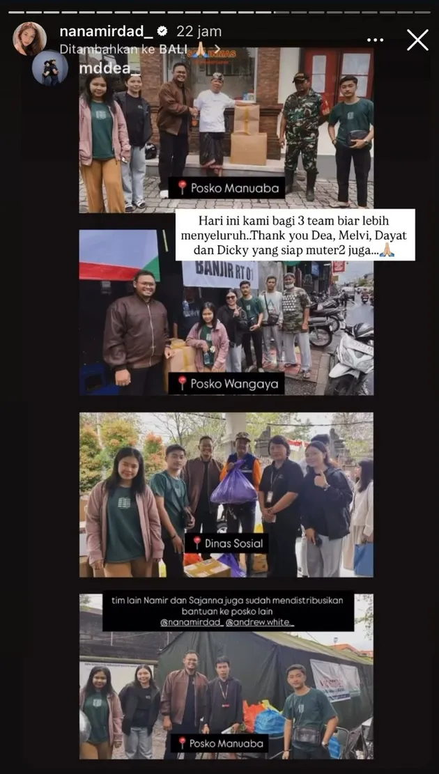 Potret Nana Mirdad dan Andrew White bantu korban banjir di Bali