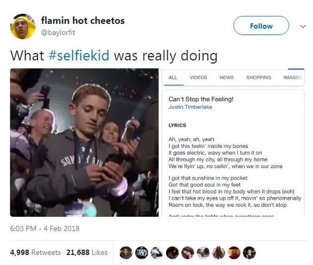 Superbowl Selfie Kid
