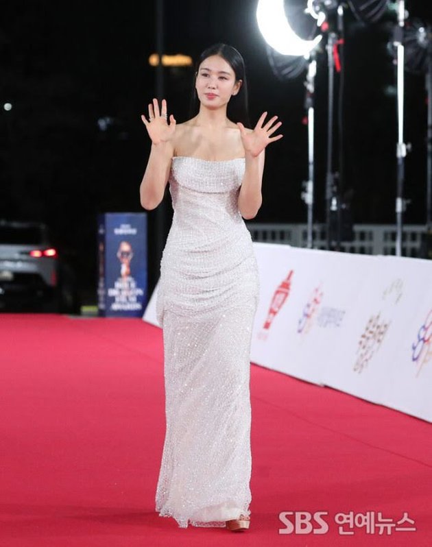 Newcomer Actress Ahn Eun Jin Experiences Fashion Disaster at Blue Dragon Film Awards Due to Slipping Strapless Dress