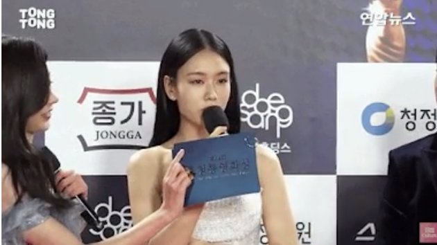 Newcomer Actress Ahn Eun Jin Experiences Fashion Disaster at Blue Dragon Film Awards Due to Slipping Strapless Dress