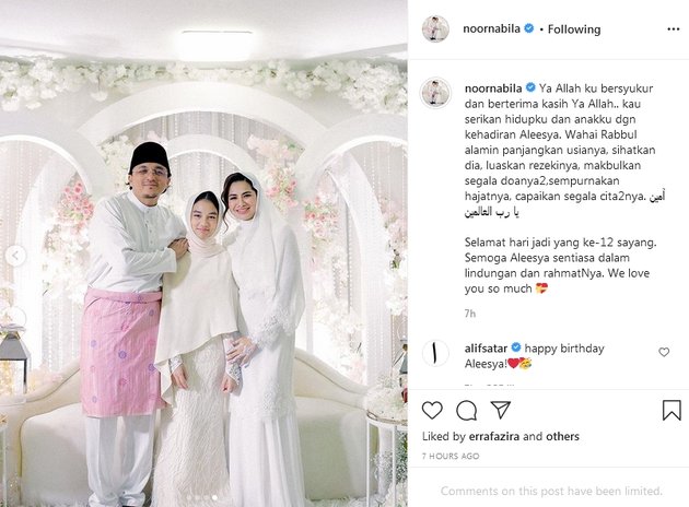 Aleesya, Emran's Daughter and Former Husband of Laudya Cynthia Bella, Celebrates 12th Birthday, Noor Nabila Gives Touching Prayers