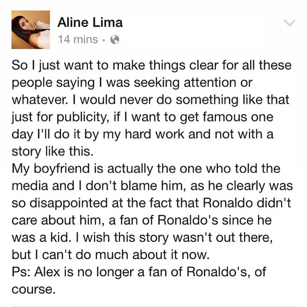 Aline Lima, Pacar Baru Cristiano Ronaldo