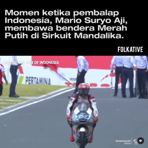 Thrilling and Proud, Here are 8 Portraits of Mario Suryo Aji, a Racer from East Java, Carrying the Red and White Flag while Riding in Sirukit Mandalika