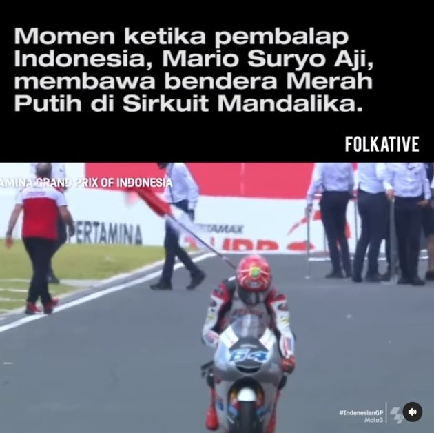 Thrilling and Proud, Here are 8 Portraits of Mario Suryo Aji, a Racer from East Java, Carrying the Red and White Flag while Riding in Sirukit Mandalika