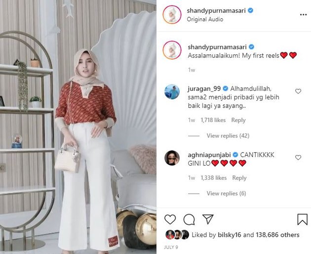 Dazzling, 8 Portraits of the Beautiful Charm of Shandy Purnamasari, the Wife of Gilang Crazy Rich Malang, who is now wearing a Hijab