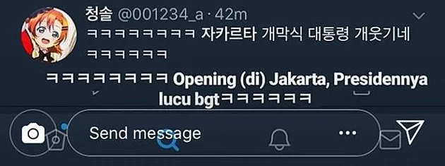 Tweet warga Korsel soal aksi opening Asian Games Jokowi