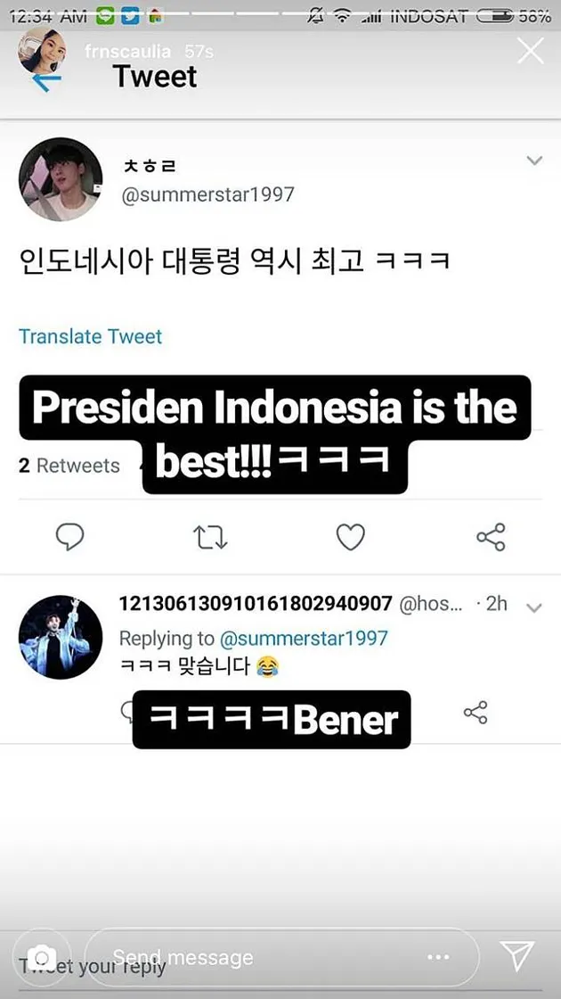 Tweet warga Korsel soal aksi opening Asian Games Jokowi