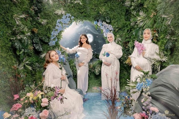 Bundadari, This is the Latest Photoshoot of Ria Ricis, Jessica Iskandar, Yasmine Wildblood, and Cut Meyrisa Showing off their Baby Bumps - Harmonious and Matching in White Outfits