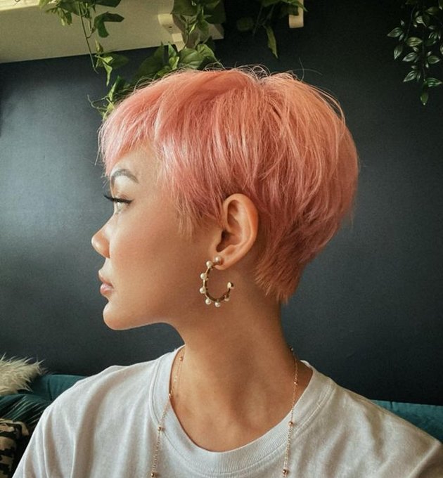 Beautiful Like Barbie! Series of Photos of Rina Nose's Pixie Cut Hairstyle, now in Rose Gold Color: Matching with Her Husband
