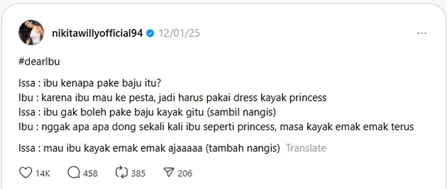Reaksi Issa melihat Nikita Willy pakai baju pesta