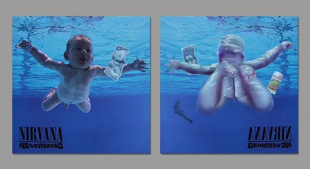 Ini merupakan album terlaris Nirvana, NEVERMIND yang digambarkan dari sisi belakang. Ini sangat keren!