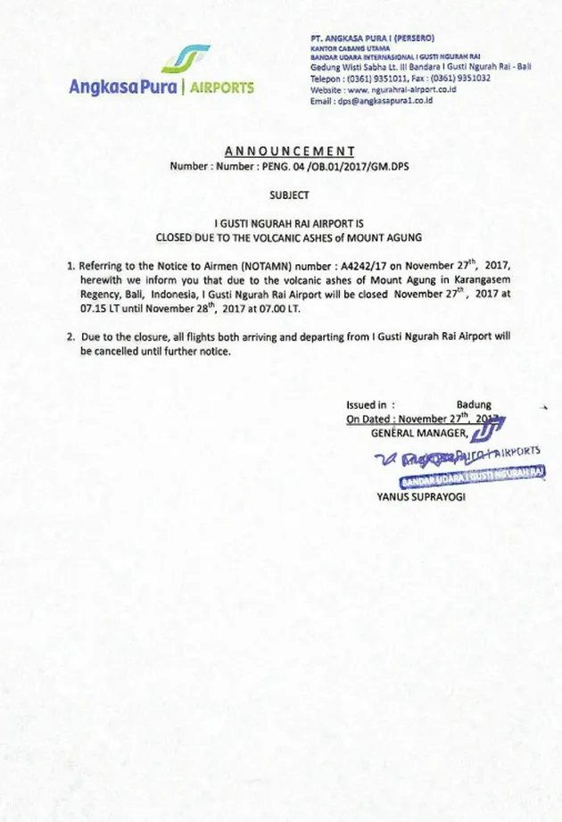 ngurah rai, bandara ngurah rai ditutup, bandara bali ditutup, erupsi gunung agung, gunung agung mele
