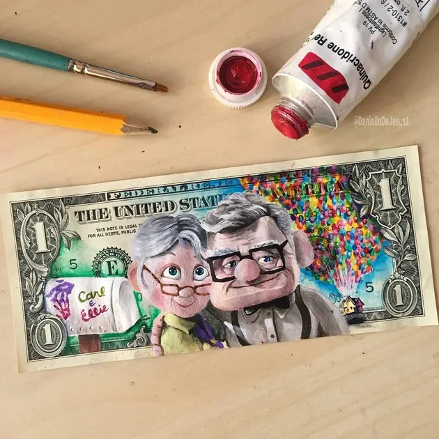 Lukisan tokoh kartun di uang 1 dollar