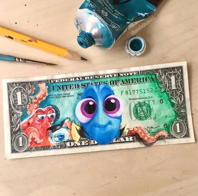 Lukisan tokoh kartun di uang 1 dollar