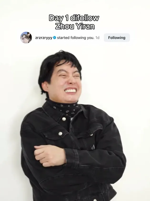 Reaksi bahagia Edric Tjandra difolback Zhou Yiran