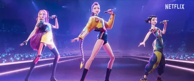 Mira, Rumi, dan Zoey di Film K-Pop Demon Hunters Special Sing-along, Anime