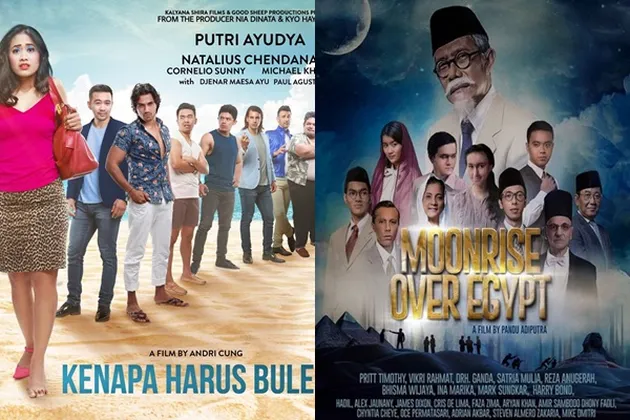 'KENAPA HARUS BULE' tentang seorang wanita bernama Pipin Kartika yang ingin dapat suami pria bule. tapi di usia 30, dia masih belum dapat jodoh sepery yang diinginkan sehingga Pipin pindah ke Bali. | 'MOONRISE OVER EGYPT' tentang empat utusan diplomatik Indonesia yang dikirm ke Kairo untuk mengupayakan pengakuan de jure atas kedaulatan Indonesia | Dua film beda genre ini tayang 22 Maret.
