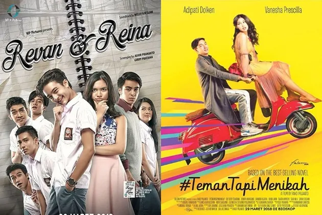 'REVAN DAN REAINA' kisah tentang dua nama tersebut yang teman dan tetangga sejak kecil. Reina pun akhirnya pacaran dengan Revan yang lebih muda tiga tahun. Masalah muncul saat mantan Reina datang lagi. Film ini dibintangi Bryan Domani, Angela Gilsha, dll. | Yang ditunggu-tunggu penayangannya adalah 'TEMAN TAPI MENIKAH' yang diangkat dari kisah nyata Ditto Percussion dan Ayudya. Dalam film dua karakter itu diperankan Adipati dan Vanesha Prescilla. Ditto jatuh cinta pada Ayu sejak pertama bertemu karena menganggap cewek itu gahar. Tapi selama 11 tahun, Ditto terjebak friendzone. Bagi Ayu, Ditto cuma teman. Ditto mulai bingung menyatakan perasaan atau merelakan sahabatnya menikah dengan orang lain | Film-film ini tayang 29 Maret mendatang.
