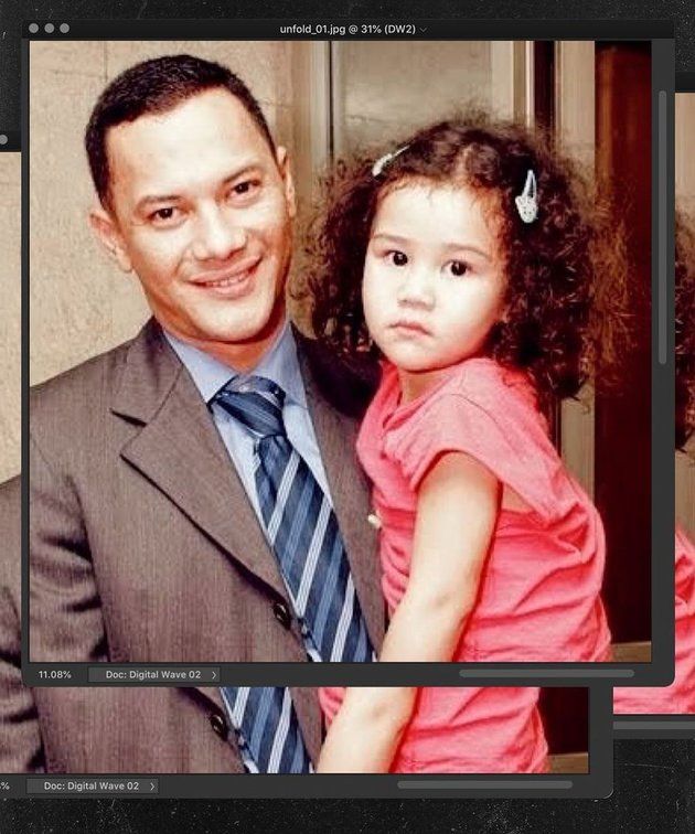 Photos of Aaliyah Massaid with the late Adjie Massaid, Kiss and Carry as a Form of Father and Daughter's Love