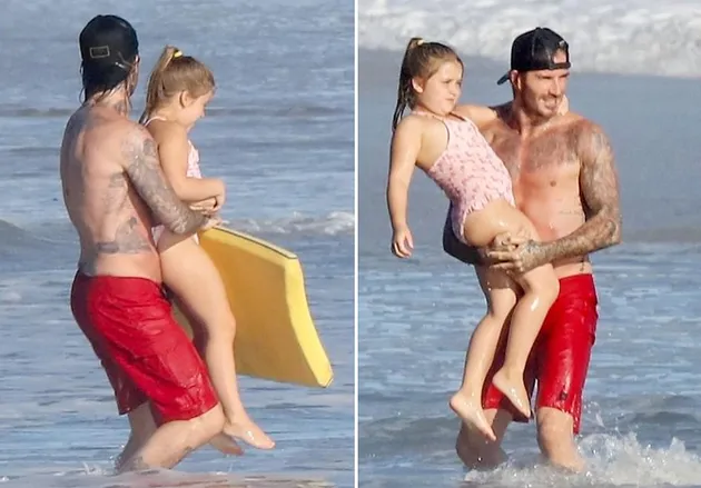 FOTO: AKSI LUCU HARPER BECKHAM SAAT LIBURAN KE PANTAI 
