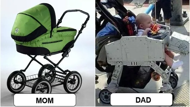 foto beda ayah vs ibu mengurus anak