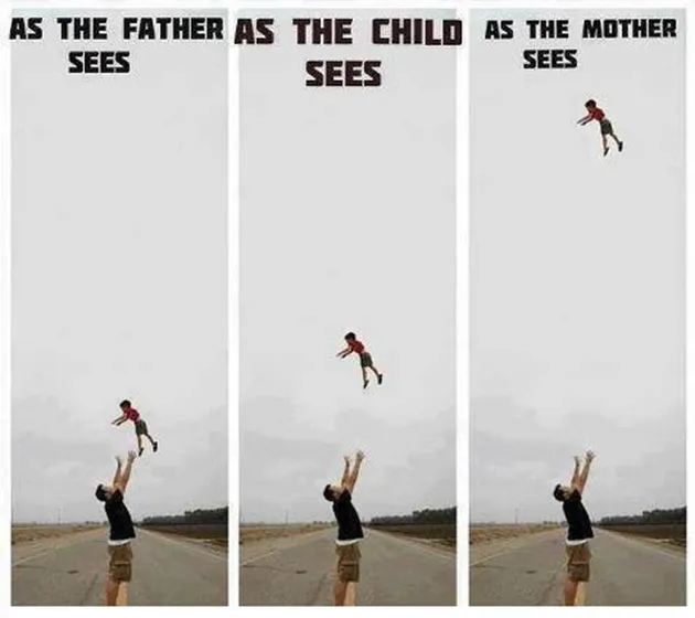 foto beda ayah vs ibu mengurus anak