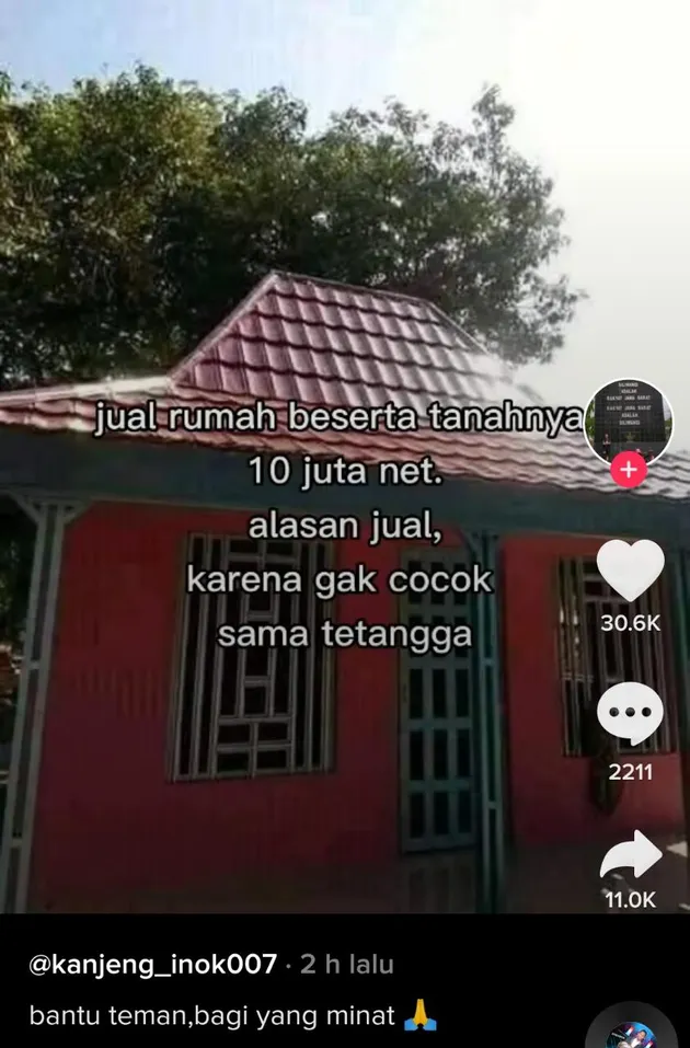 rumah tanah 10 juta gak cocok tetangga