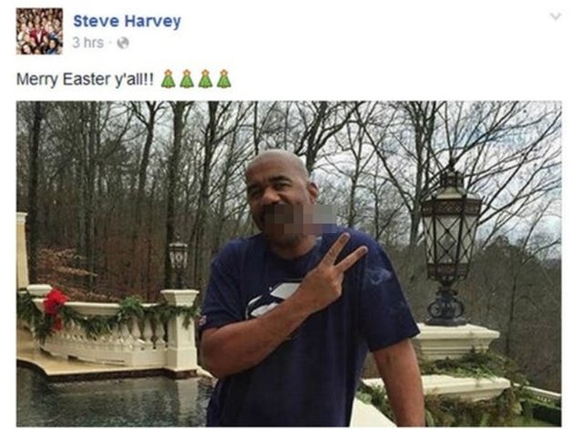 Tentu kalian masih ingat dengan insiden salah sebut pemenang Steve Harvey di ajang Miss Universe 2015 lalu. Di momen Natal, ia sengaja mengejek dirinya sendiri dengan mengucapkan Selamat Paskah.