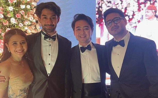 Prilly Latuconsina's Appearance at Princess Tanjung's Wedding Reception, Wearing a High-Slit Dress - Flanked by Reza Rahadian and Co-Founder of Ruang Guru