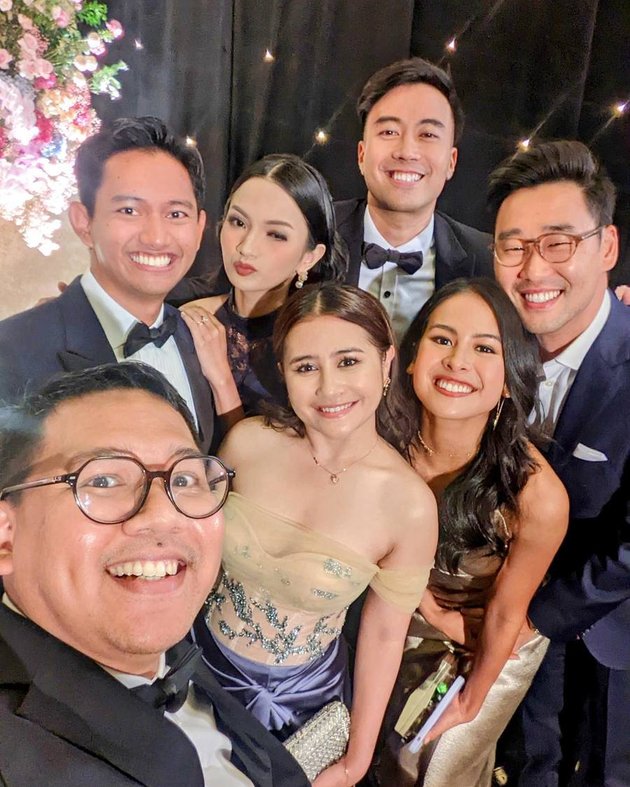 Prilly Latuconsina's Appearance at Princess Tanjung's Wedding Reception, Wearing a High-Slit Dress - Flanked by Reza Rahadian and Co-Founder of Ruang Guru