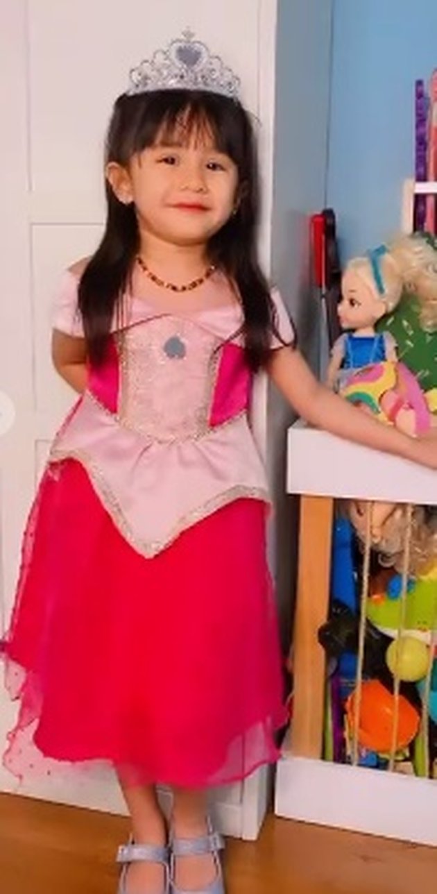 Photo of Qiandra, Ryana Dea's Child, and Puadin Redi Wearing Disney Princess Dress, a Beautiful and Adorable Little Princess